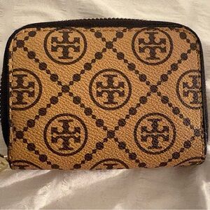 Tory Burch Brown and Black Logo Wallet